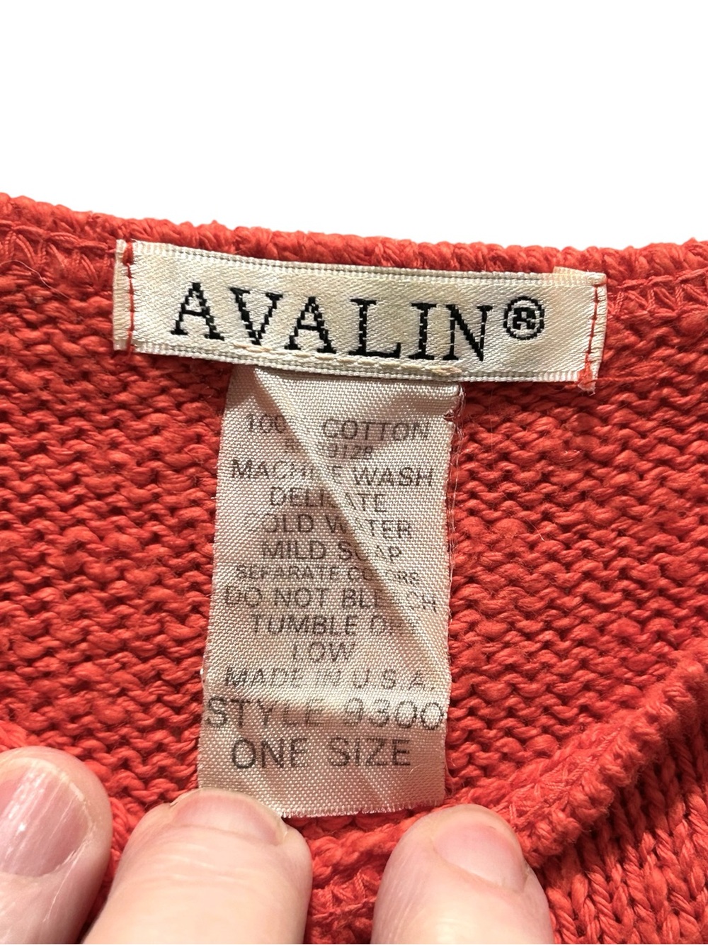 VTG Avalin Orange Cotton Nubby Knit Relaxed Fit Pullover Sweater - One SIze - Picture 3 of 7